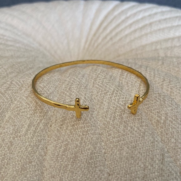 Gorjana Cross Over Cuff Bracelet in Gold - Picture 2 of 5